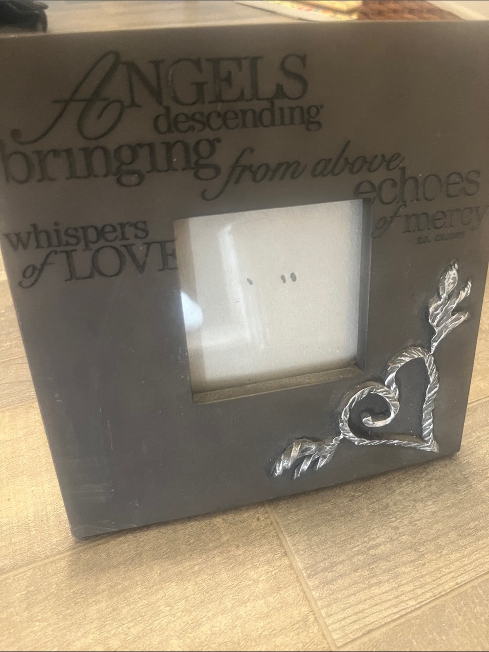 Angels Descending Decorative Photo Frame - Gray with Silver Heart Accent